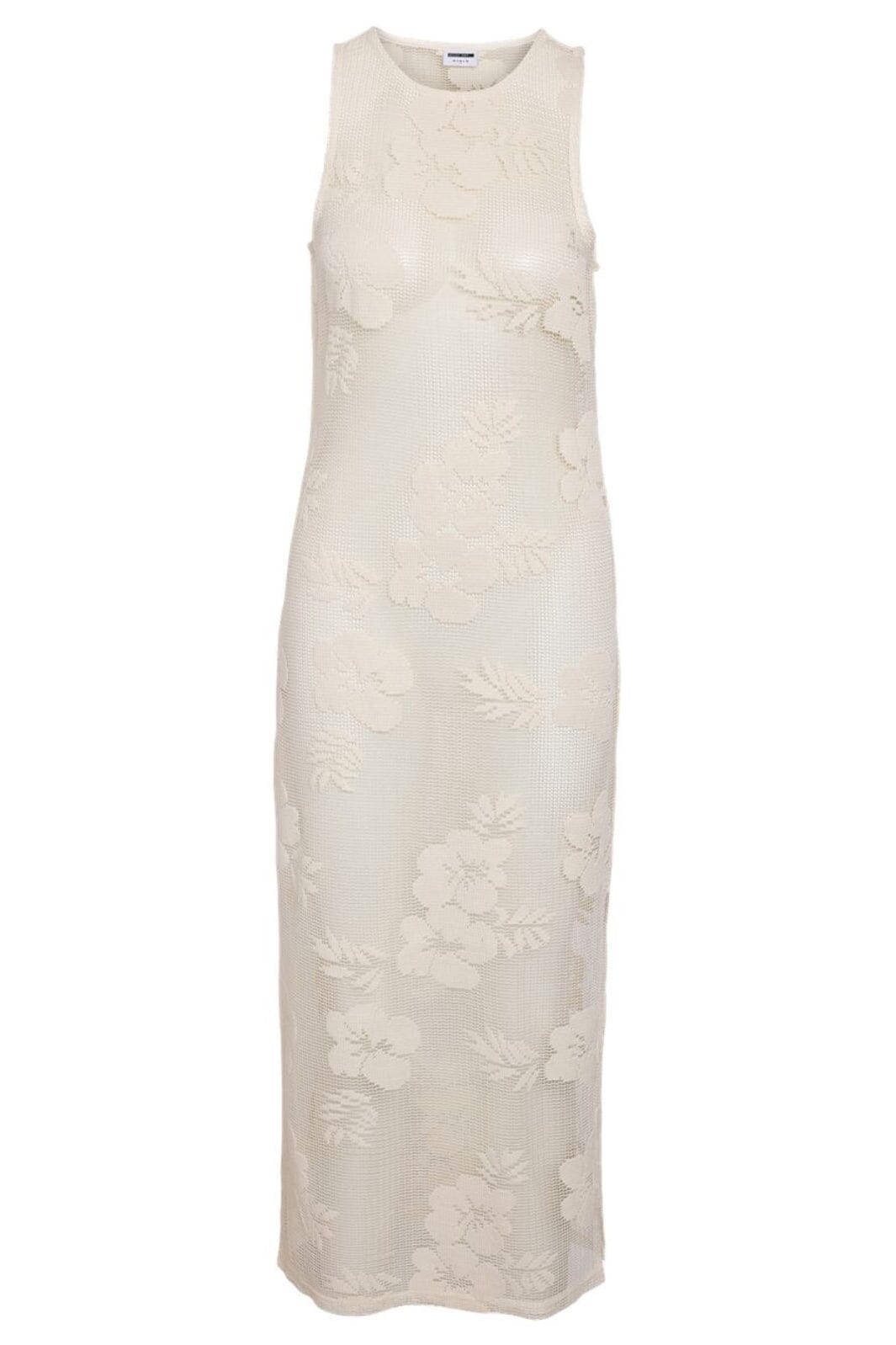 Noisy May - Nmklea S/L Long Flower Lace Slit Dress - 4821924 Birch Kjoler