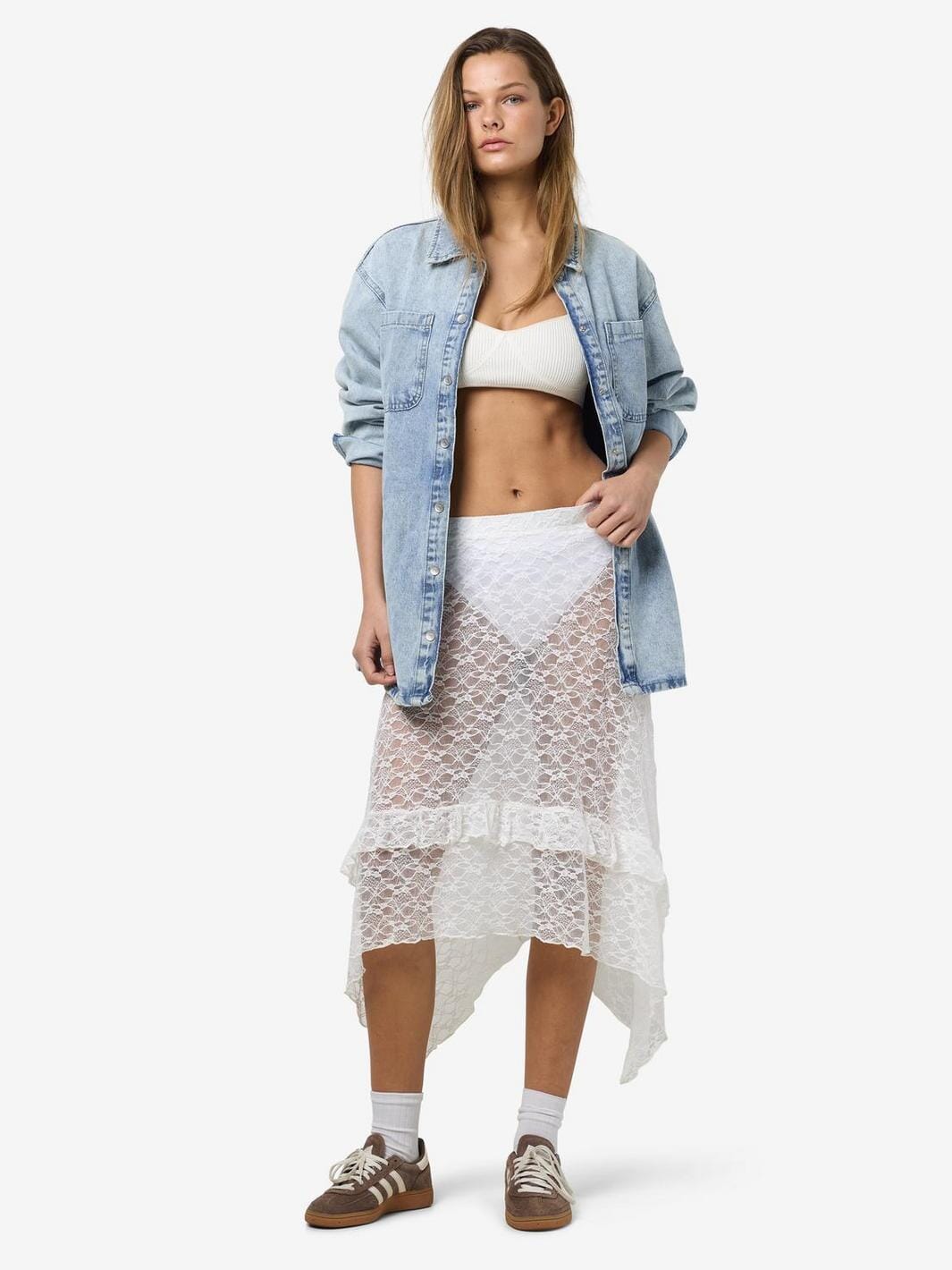 Noisy May - Nmlacey Nw Midi Skirt - 4755476 Bright White