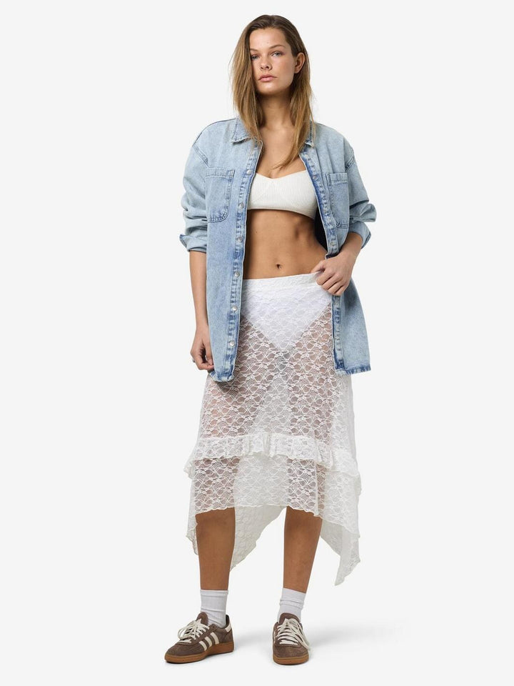 Noisy May - Nmlacey Nw Midi Skirt - 4755476 Bright White