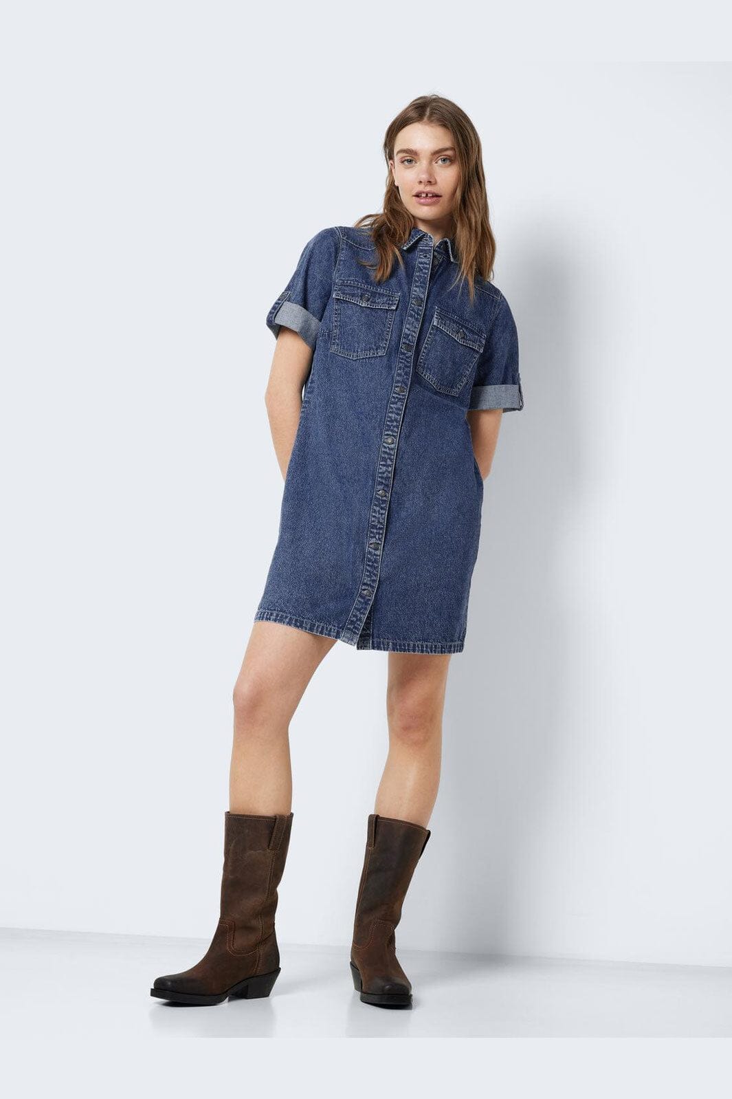 Noisy May - Nmnew Signe S/S Denim Dress Vi002Mb - 4460315 Medium Blue Denim