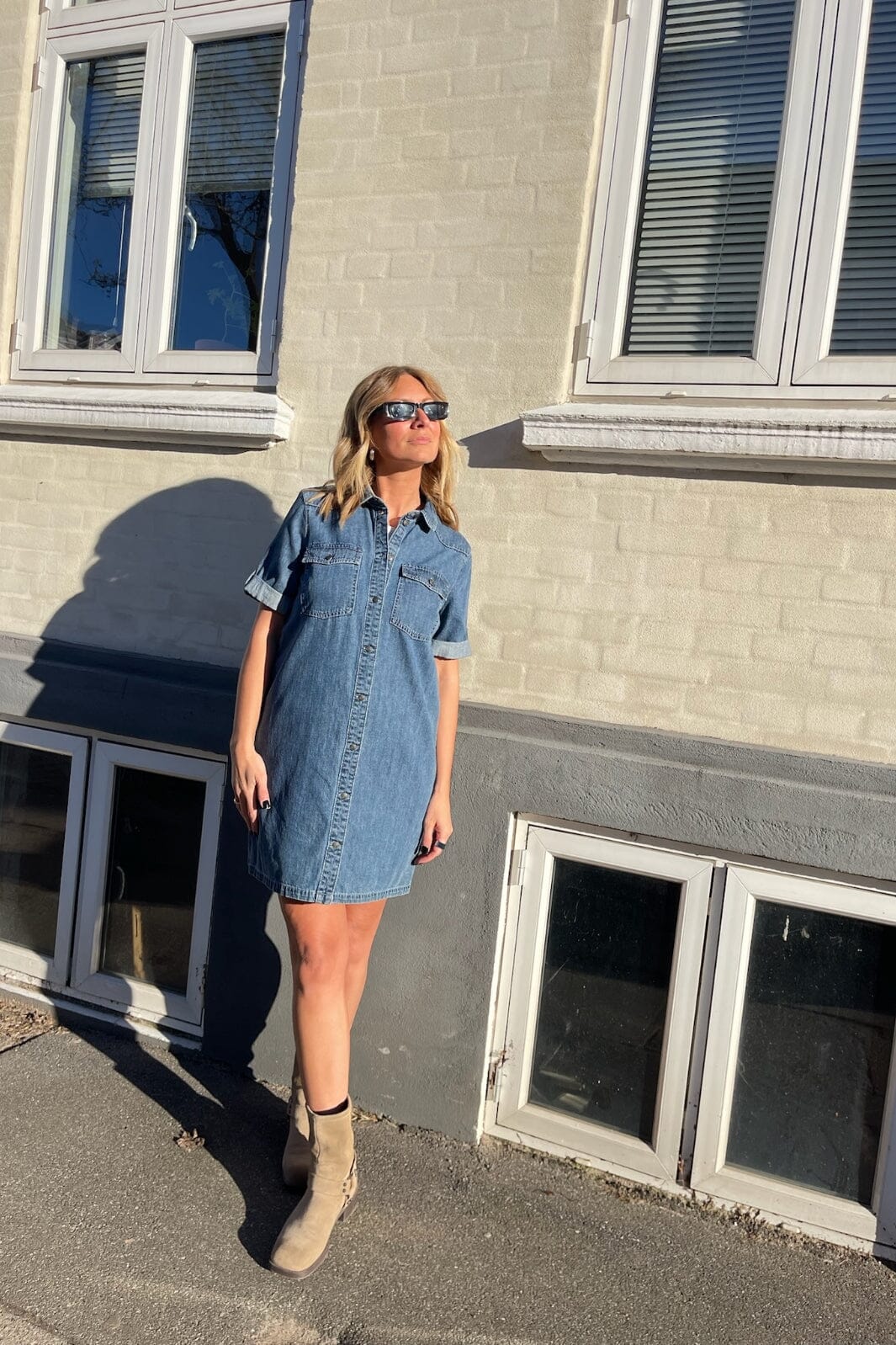 Noisy May - Nmnew Signe S/S Denim Dress Vi002Mb - 4460315 Medium Blue Denim Kjoler