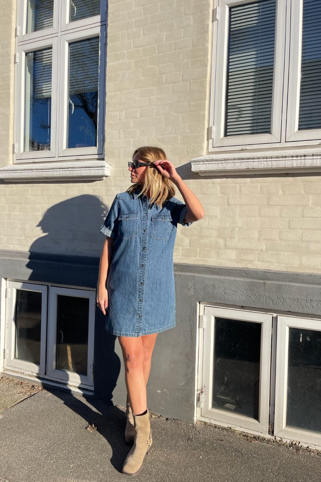 Noisy May - Nmnew Signe S/S Denim Dress Vi002Mb - 4460315 Medium Blue Denim Kjoler