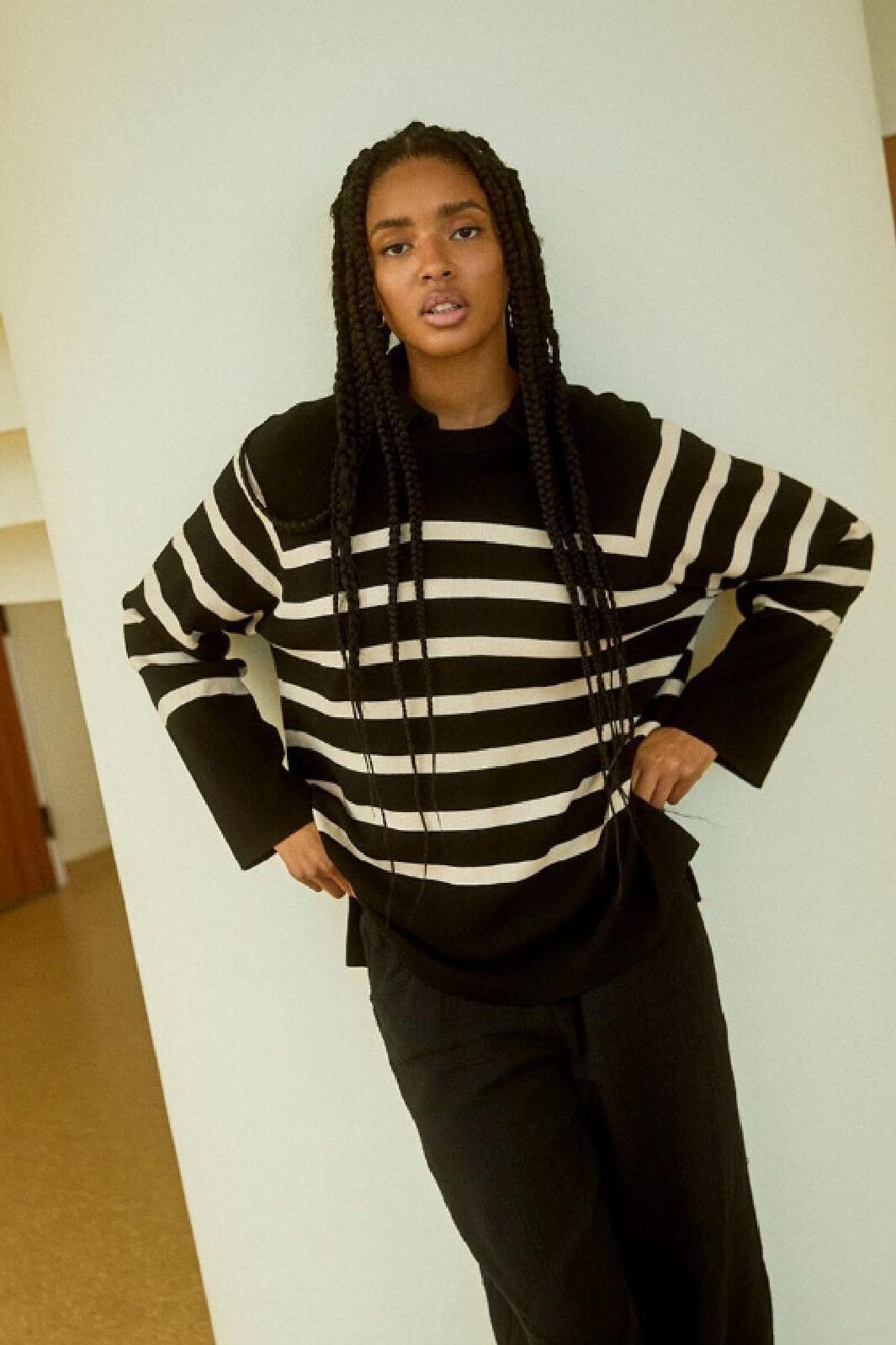 Object - Objester Ls Knit Top - 4141662 Black Sandshell Strikbluser