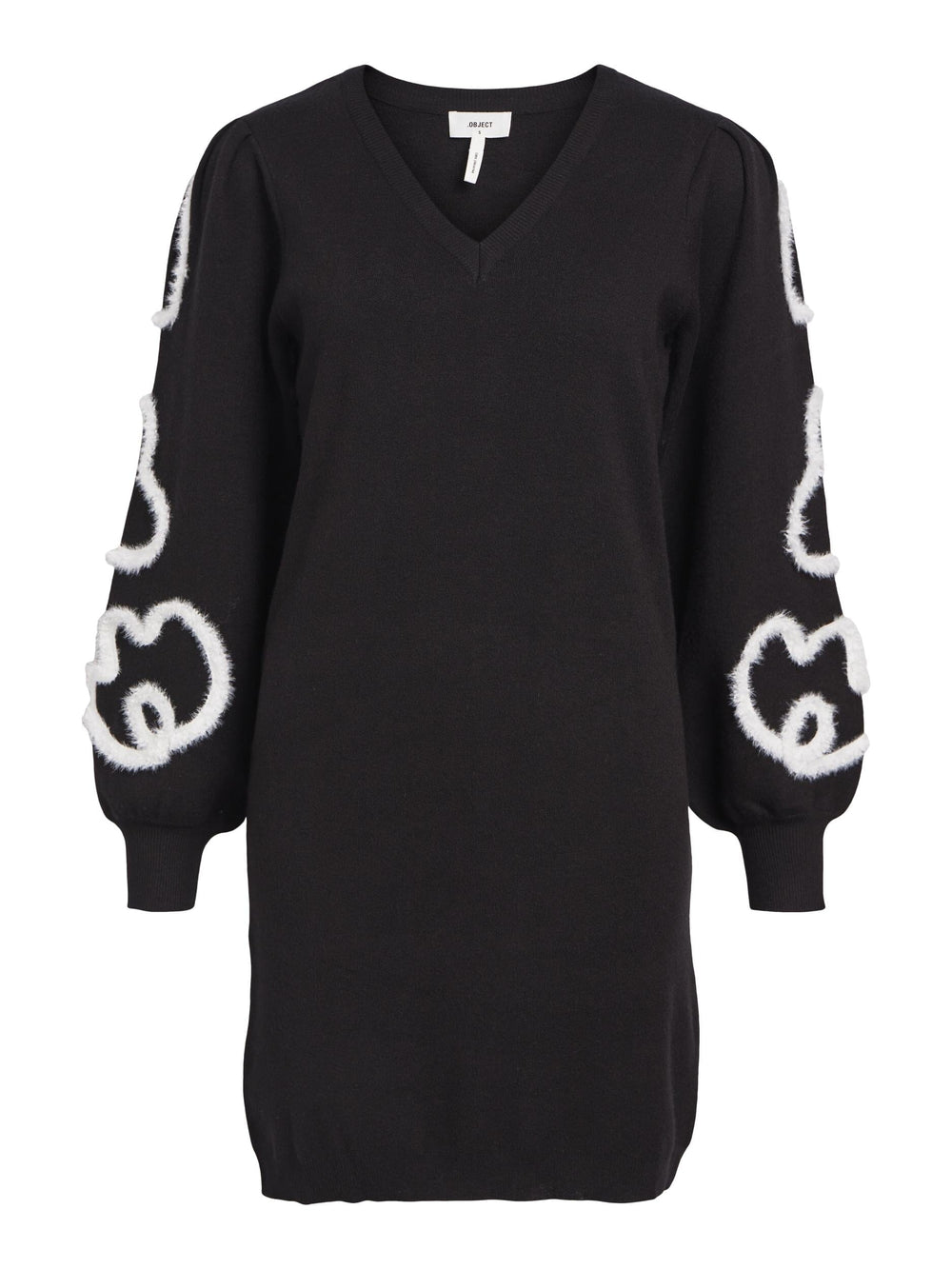 Object - Objinda Ls Short Knit Dress Aw Fair 23 - 4486965 Black Sandshell Kjoler