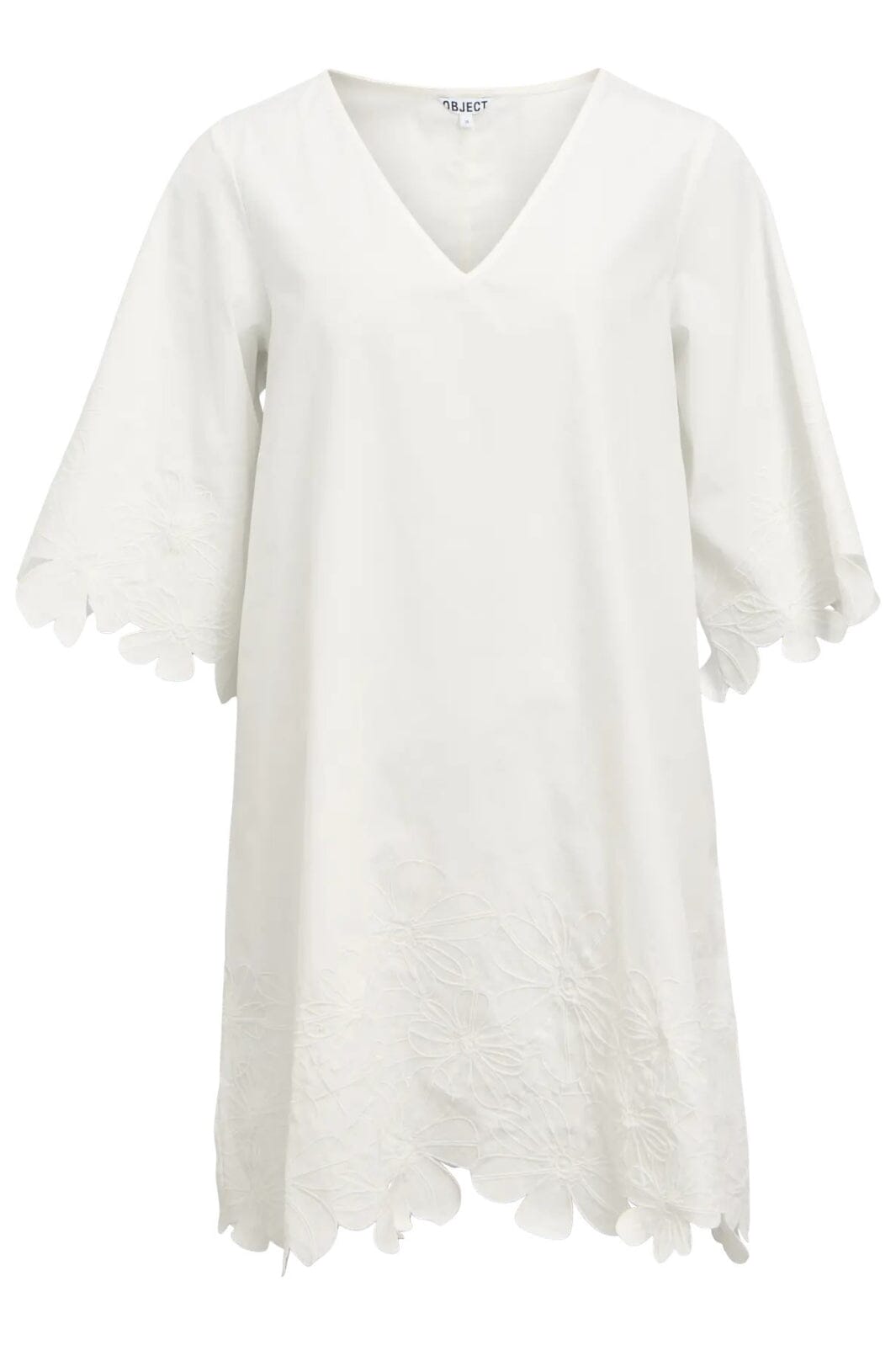 Object - Objkamma 3/4 Lo Short Dress Ss Fair 25 - 4881814 Cloud Dancer