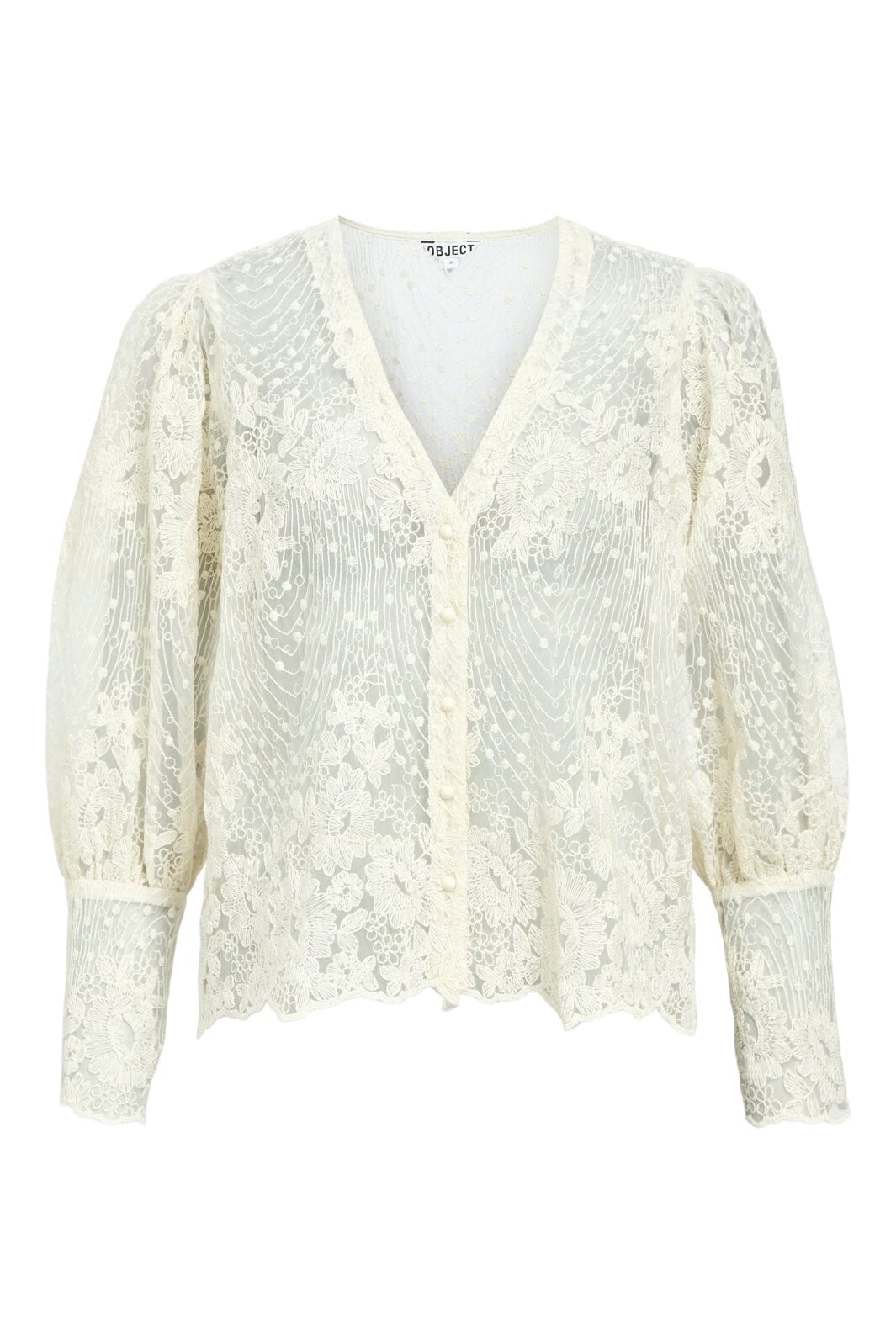 Object - Objsiga L/S Re Shirt 140 - 4829387 White Sand