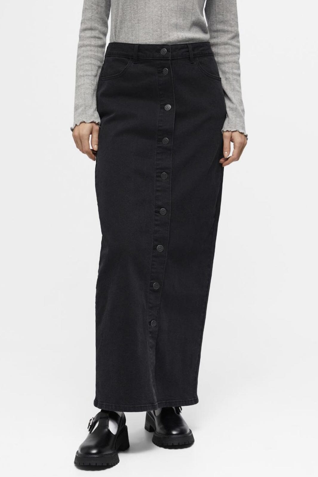 Object - Objsina Long Denim Skirt Ott - 4559175 Black Denim Nederdele