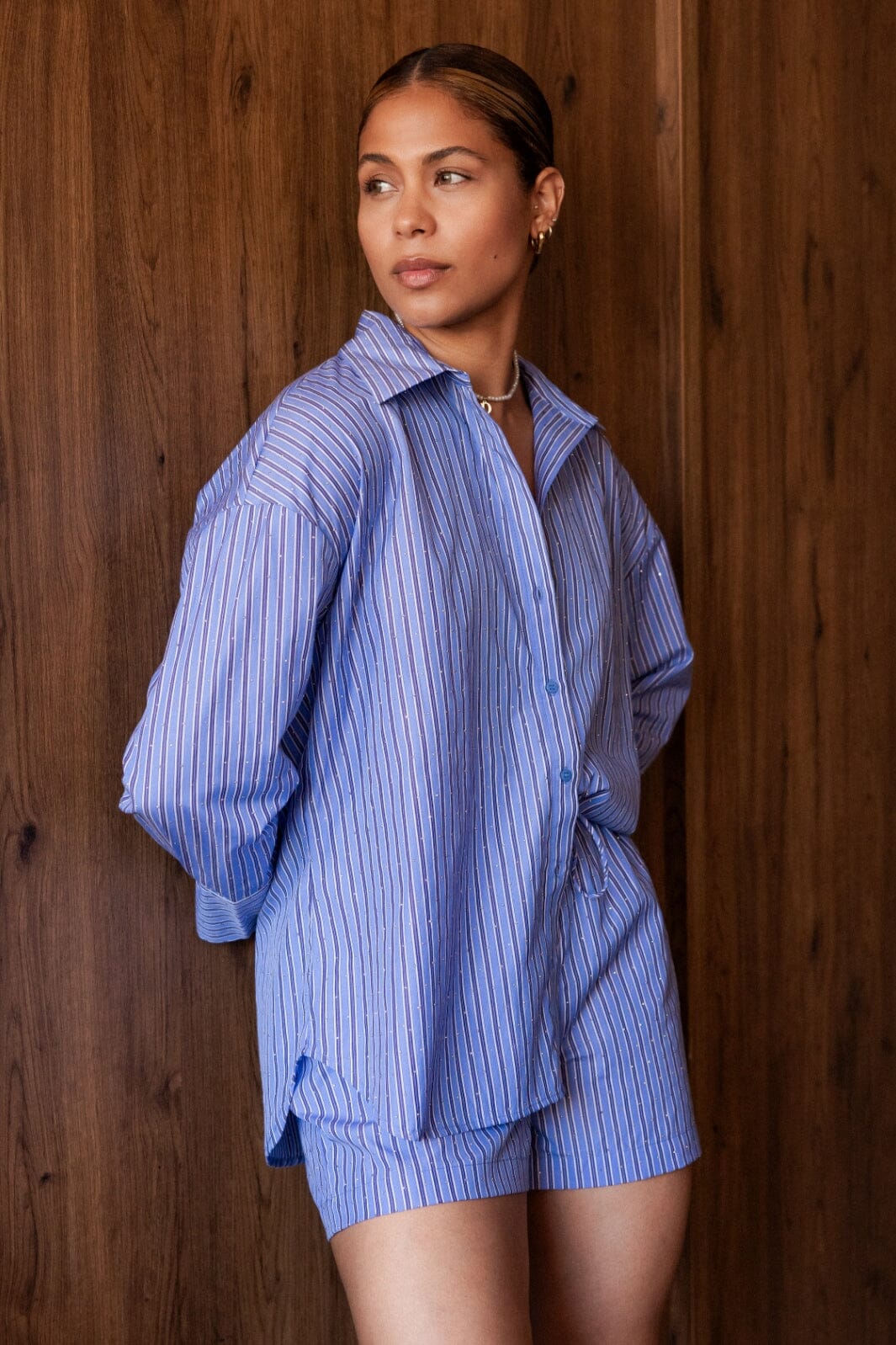 Only - Onlalva Rhine Pull-Up Shorts - 4780414 Persian Jewel W. Stripes