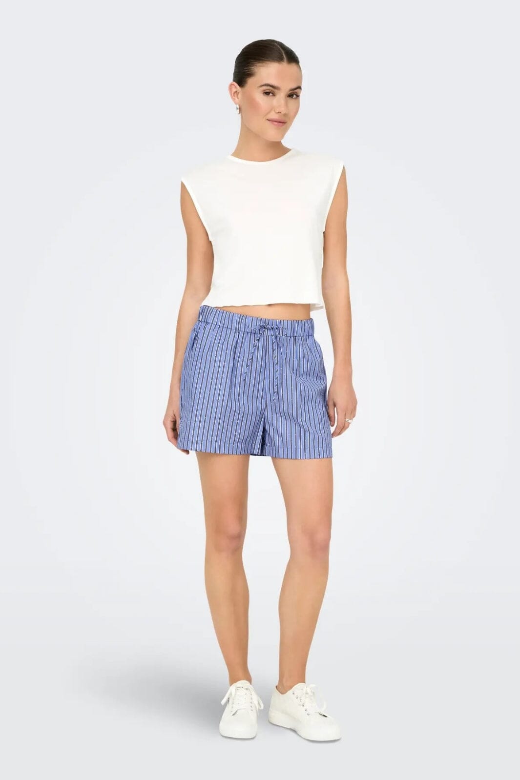 Only - Onlalva Rhine Pull-Up Shorts - 4780414 Persian Jewel W. Stripes