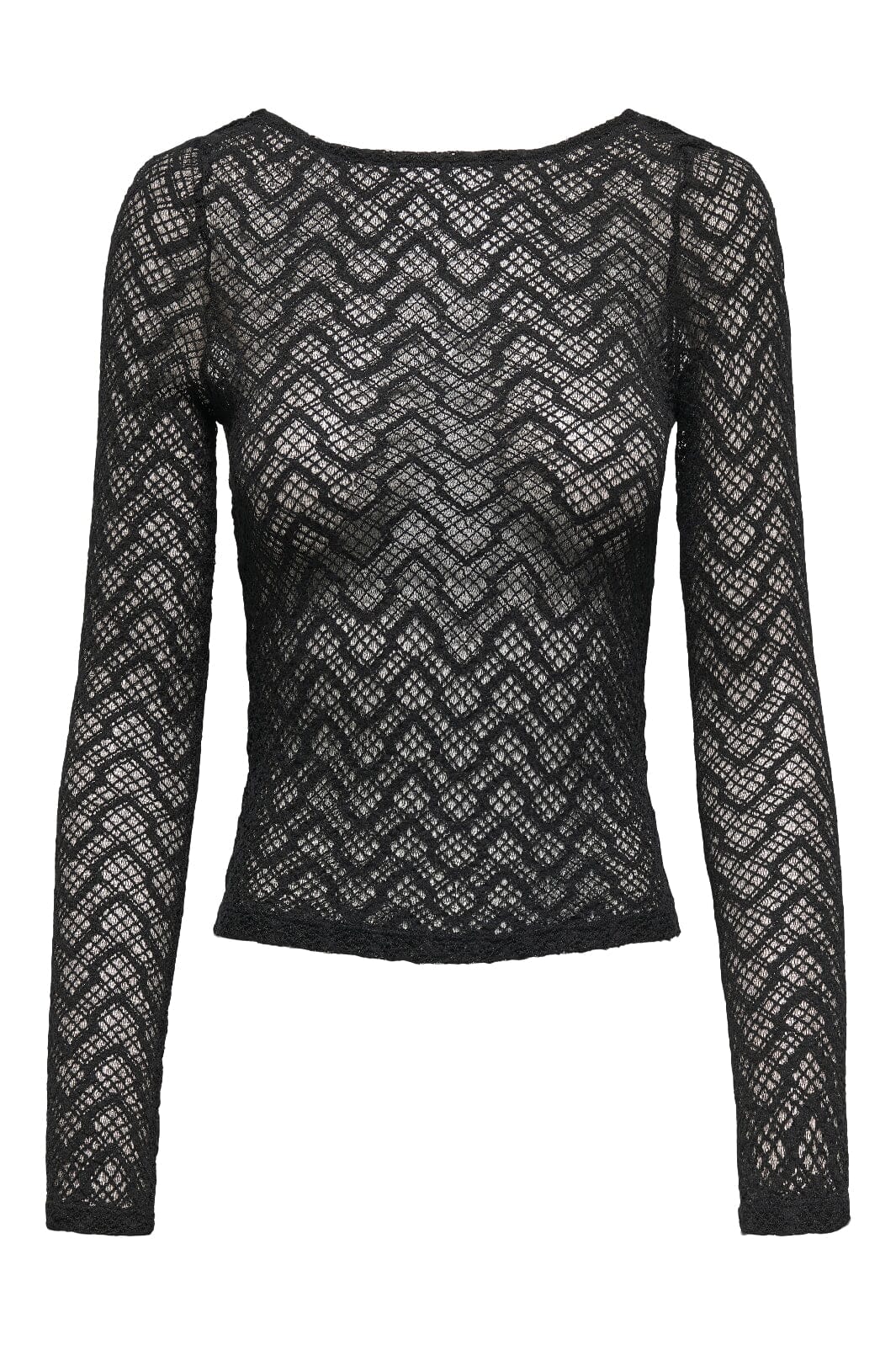 Only - Onlangila L/S Deep Back Top Box - 4877602 Black Bluser