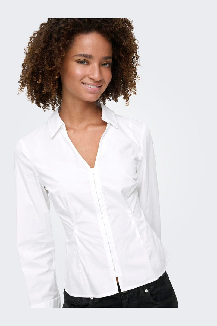 Only - Onlbeya Ls Fitted Hook Shirt - 4942456 Bright White