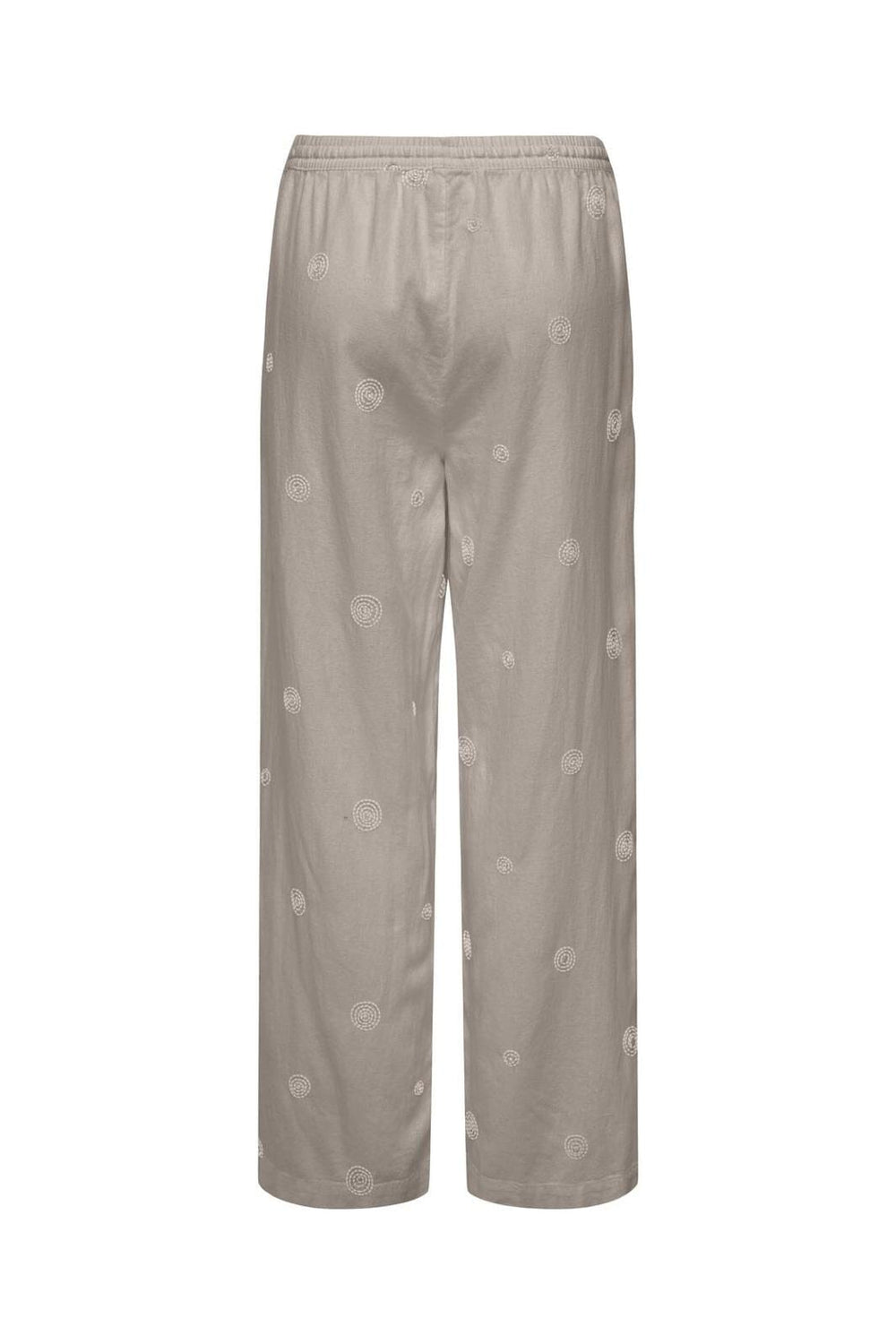 Only - Onlcaro Linen Bl Emb Wide Pant Cc - 4727393 String Pumice Stone Embroidery