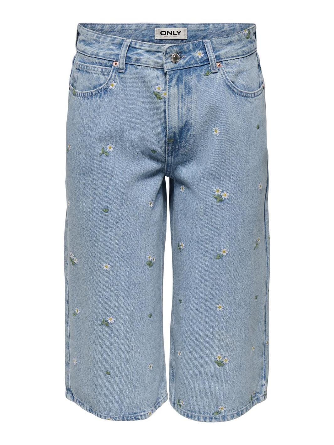 Only - Onlcobain Emb Wide Long Shorts Akm - 4769512 Light Blue Denim