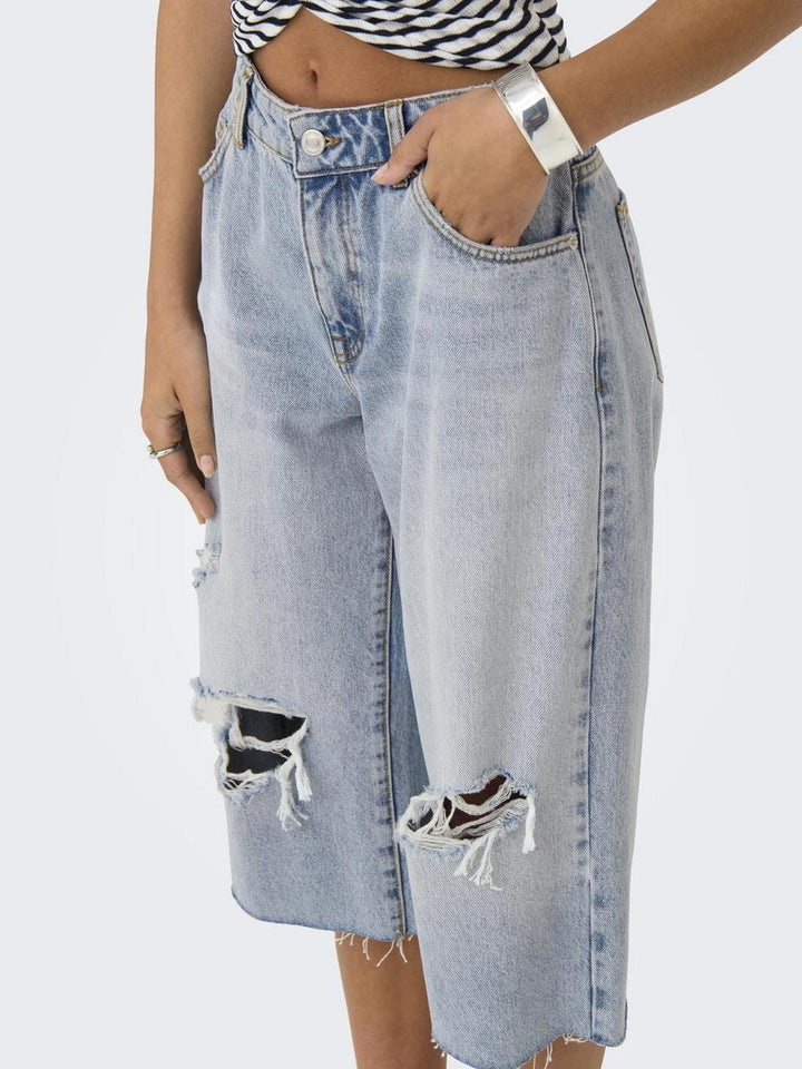 Only - Onlcobain Reg Dest W Long Shorts Tai - 4769481 Light Blue Denim