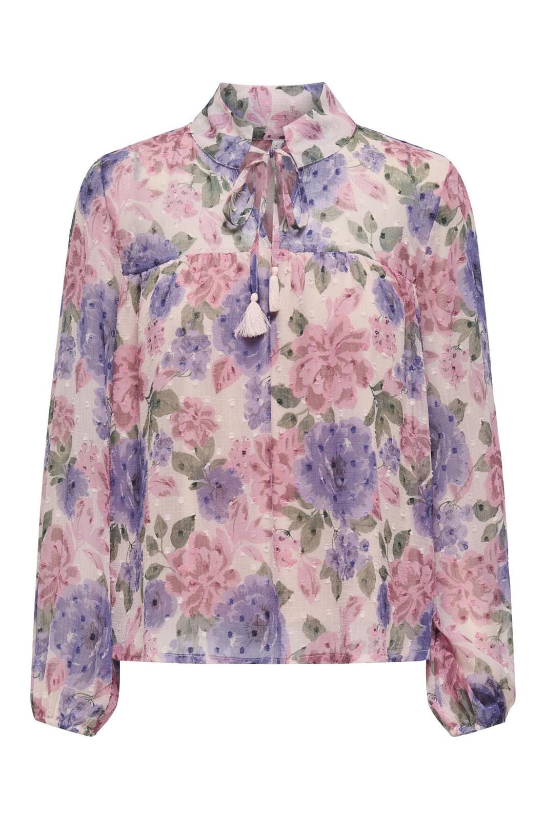 Only - Onldina L/S Top - 4787723 Cloud Dancer Ella Flower