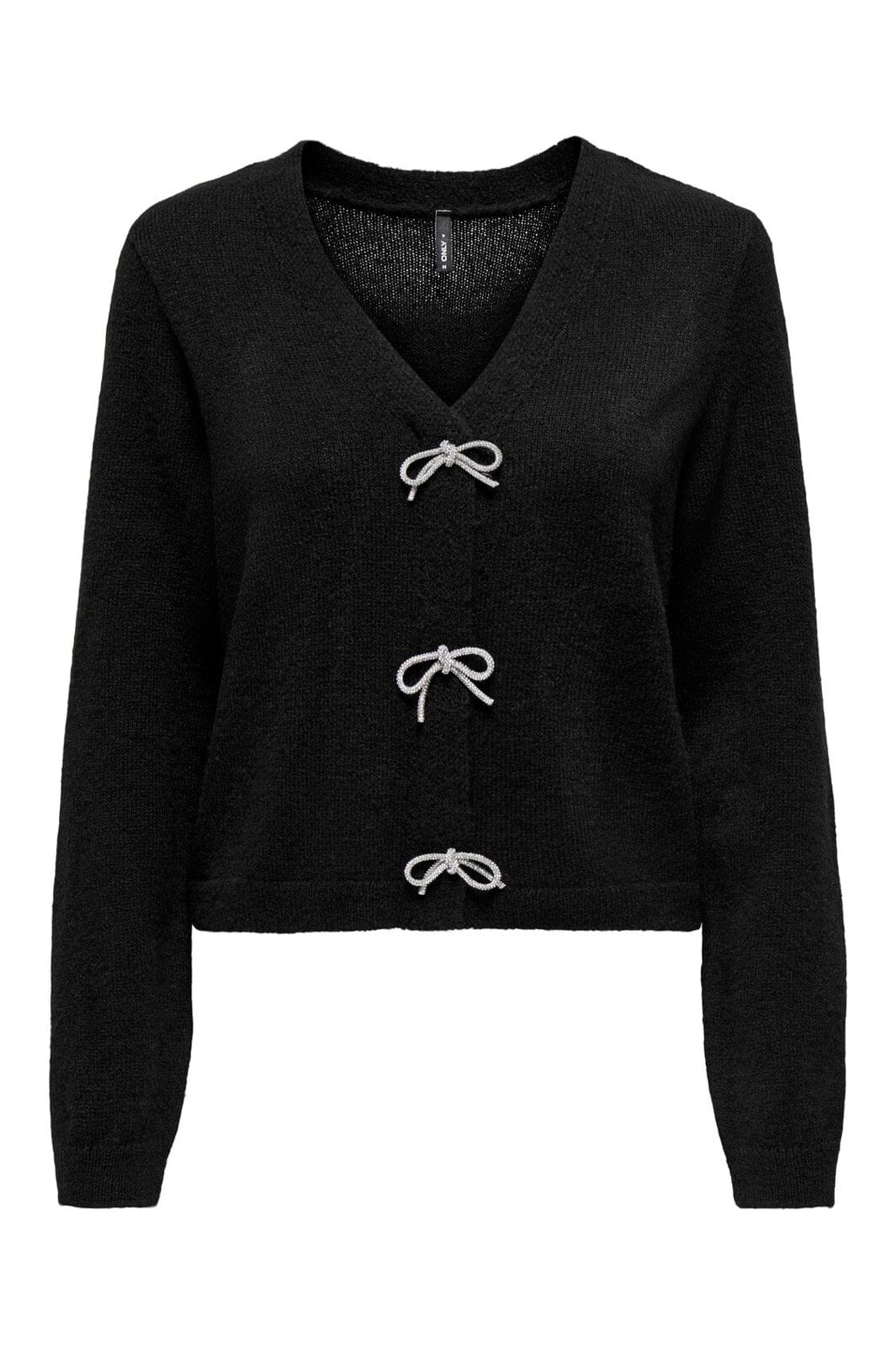 Only - Onldonna Ls V-Neck Pullover Knt - 4946417 Black Bling Bows