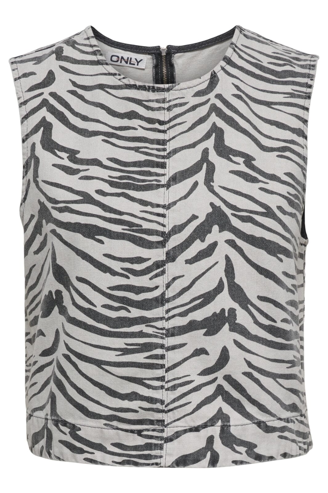 Only - Onldorsi Sl Zebra Top Sik - 4838986 Light Grey Denim Zebra Toppe