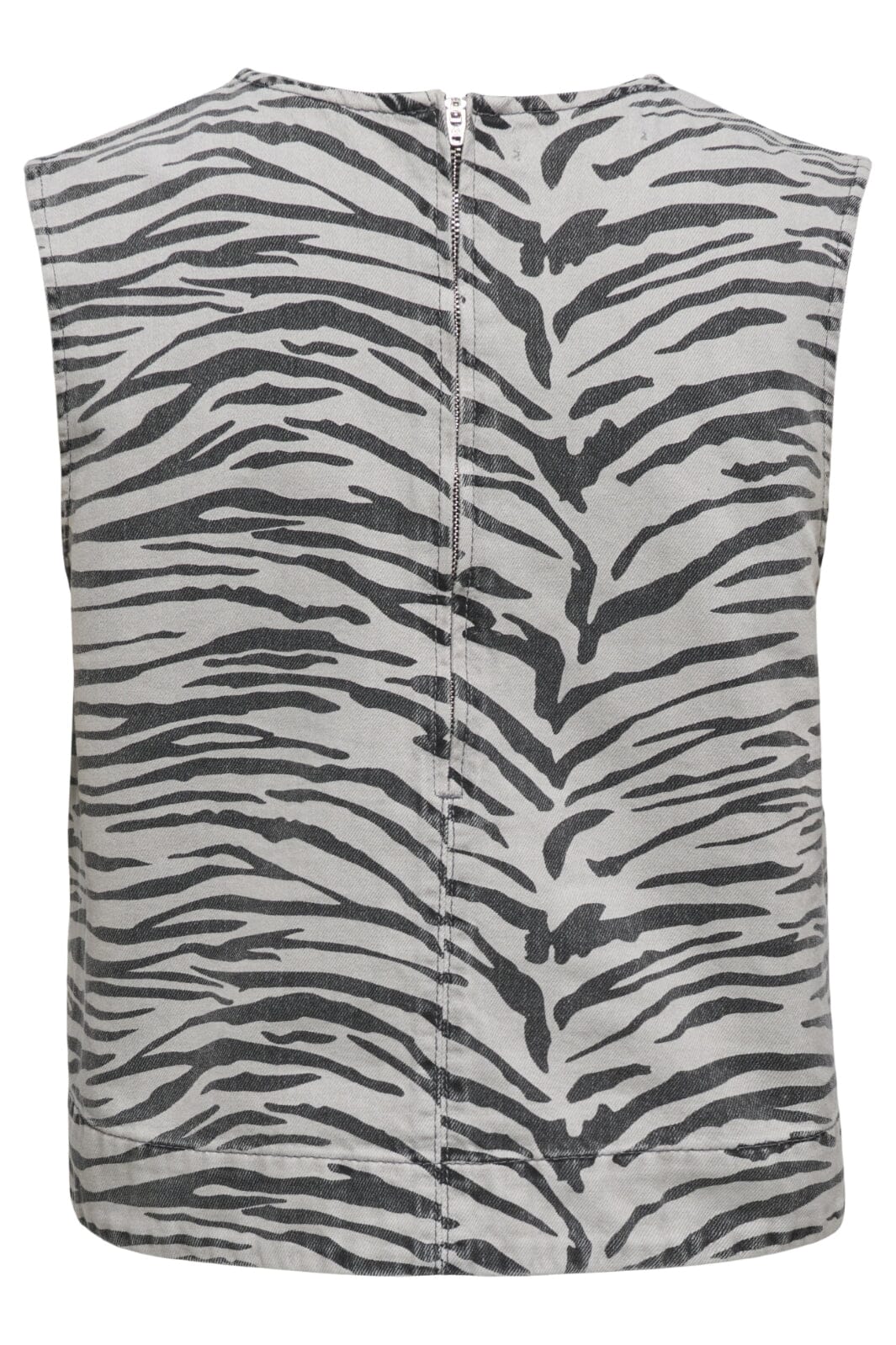 Only - Onldorsi Sl Zebra Top Sik - 4838986 Light Grey Denim Zebra Toppe