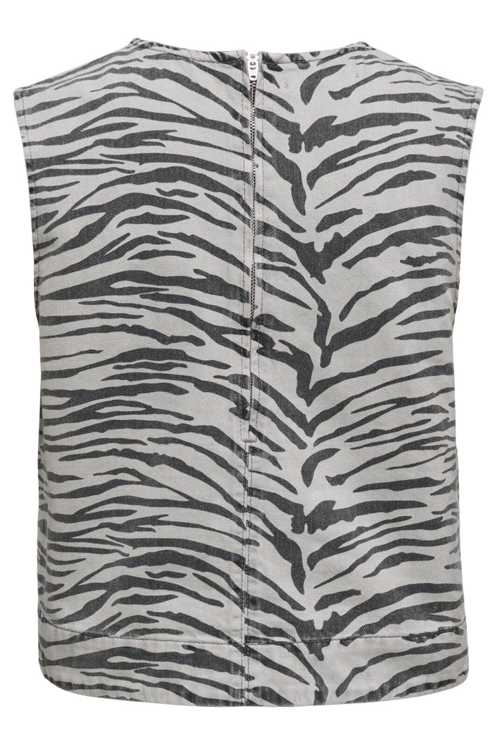 Only - Onldorsi Sl Zebra Top Sik - 4838986 Light Grey Denim Zebra Toppe