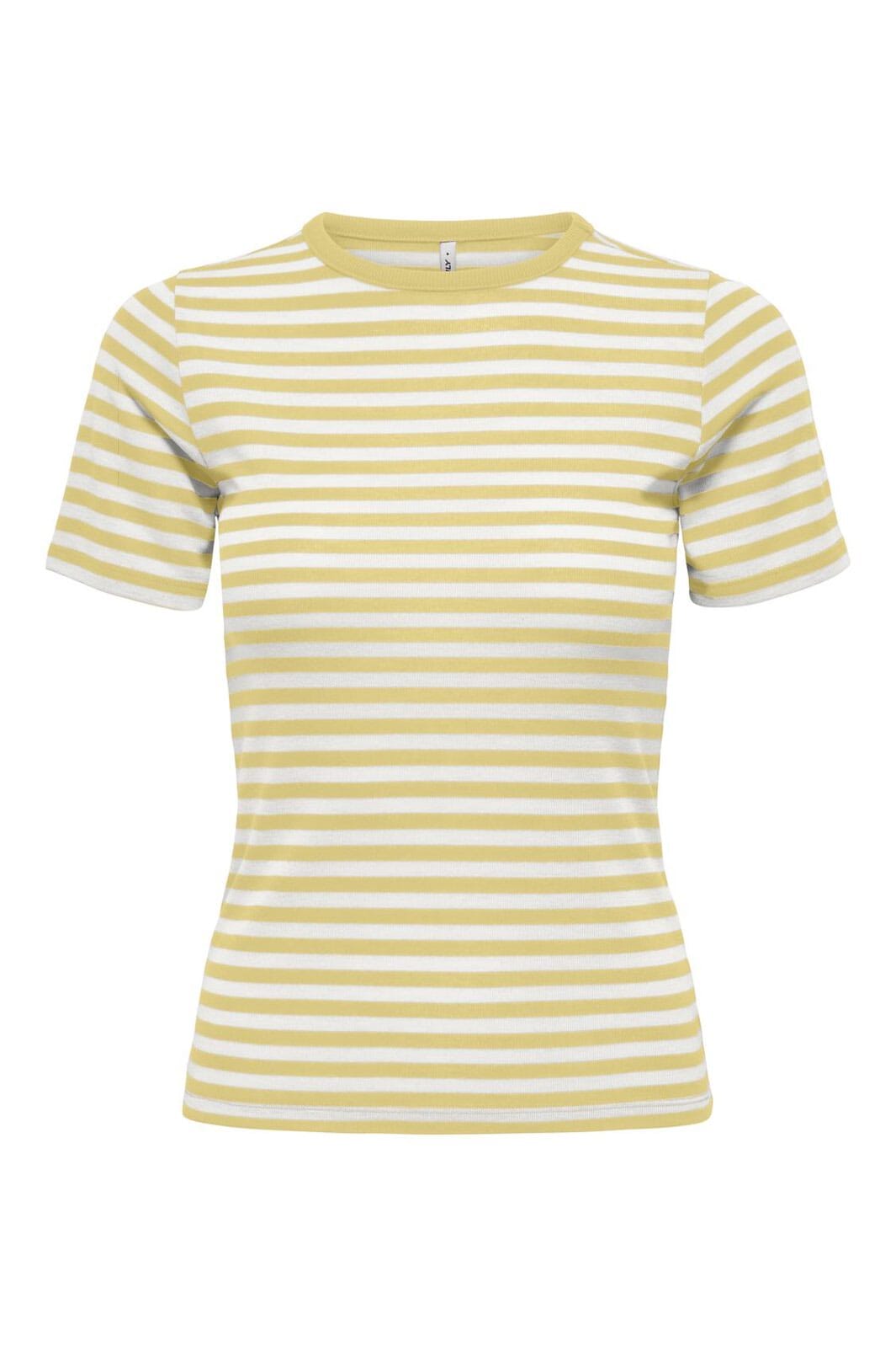 Only - Onlelli S/S Rib Top - 4942861 Lemon Meringue Cloud Dancer (Dya) Binding Lemon Meringue