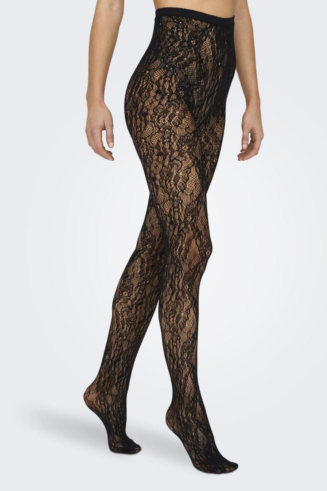 Only - Onlesta Flower Tights Acc - 4360069 Black Strømpebukser