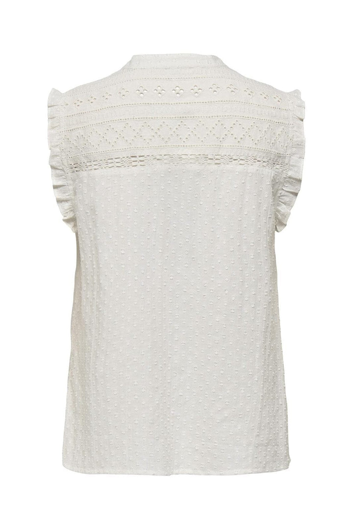 Only - Onlevelyn Sl V-Neck Top Ox - 4925952 Cloud Dancer