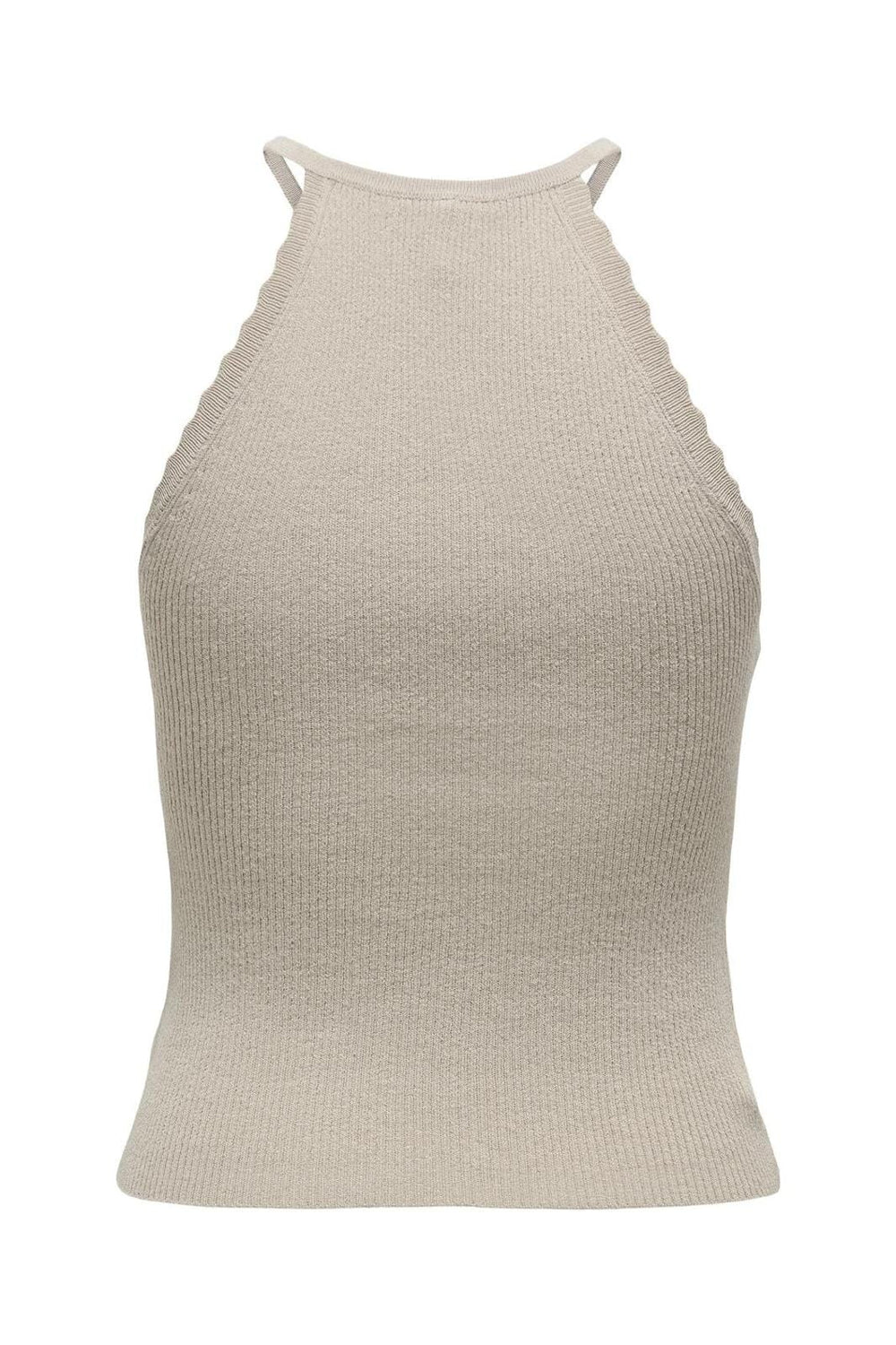 Only - Onlgemma Sl Scallop Hltneck Top Knt - 4710703 Feather Gray