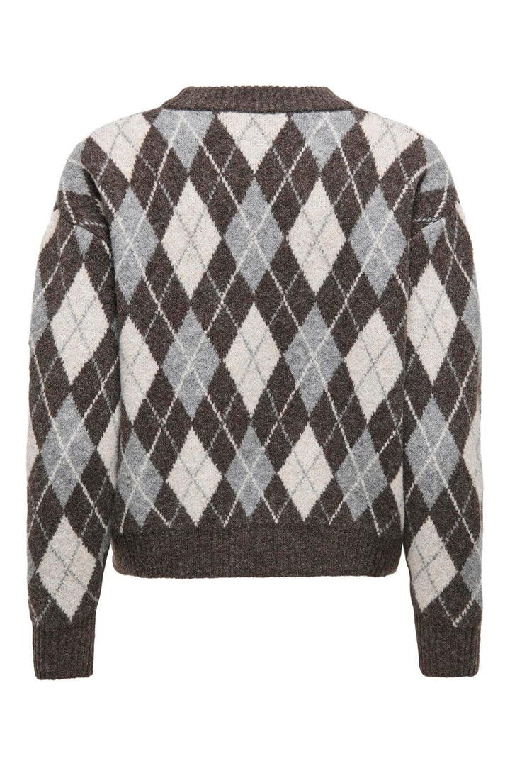 Only - Onlharly Life Ls O-Neck Pullover Knt - 4971828 Coffee Bean Soft Chambray/Birch