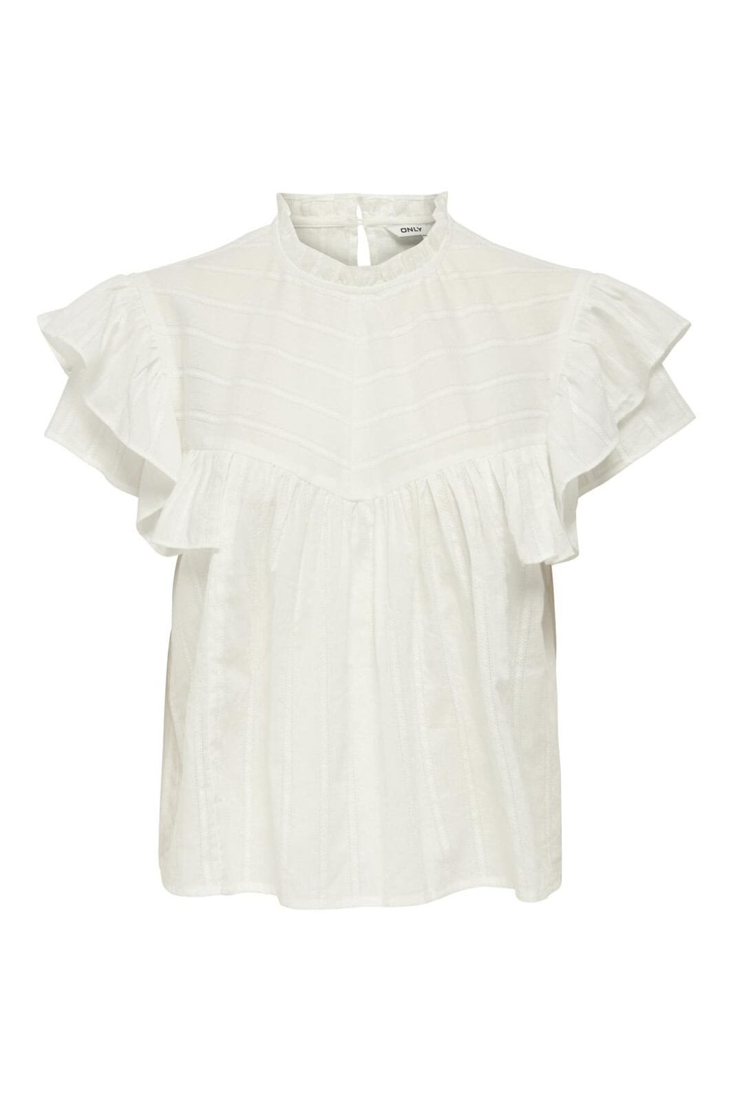 Only - Onlheike S/L Frill O-Neck Top - 4906221 Cloud Dancer
