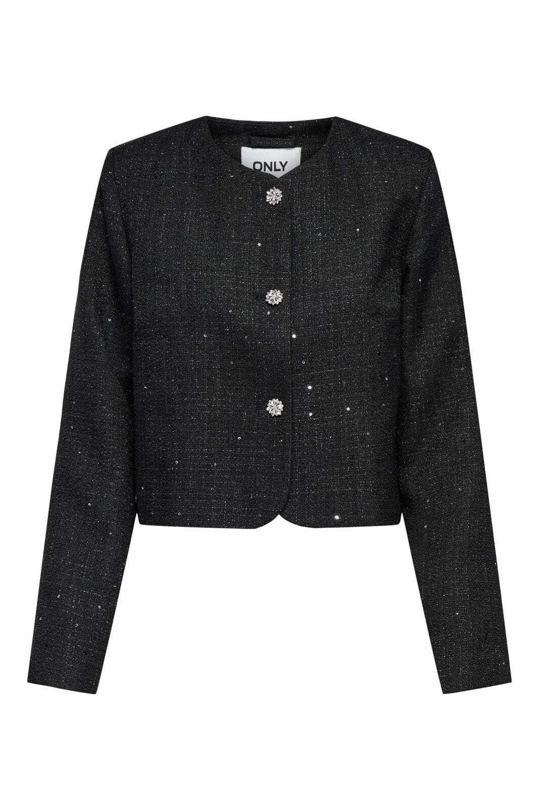 Only - Onlinda Life L/S Seq Boucle Jacket Tlr - 4857589 Black Sequin