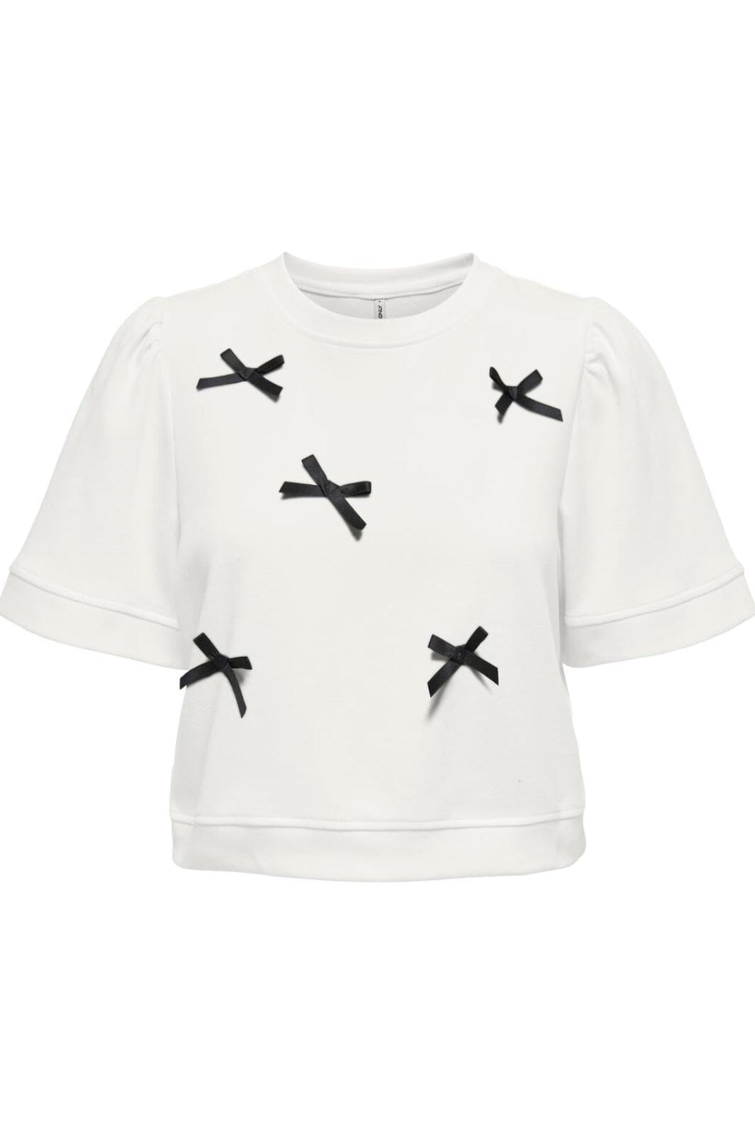 Only - Onljenny S/S O-Neck Bow Box Ub Swt - 4925742 Cloud Dancer Small Black Bows Sweatshirts