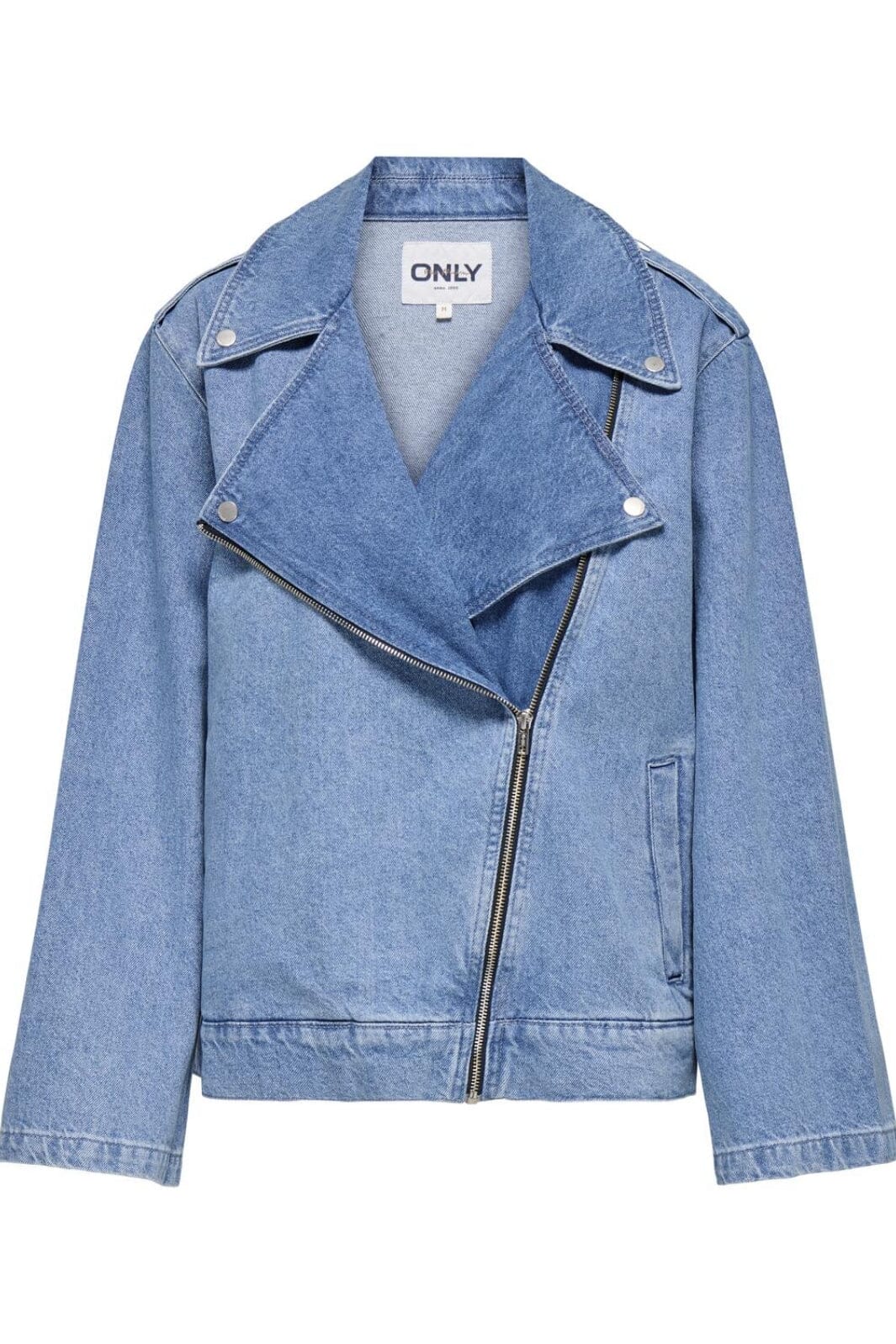 Only - Onljohanna Oversized Biker Akm - 4769230 Light Blue Denim Jakker
