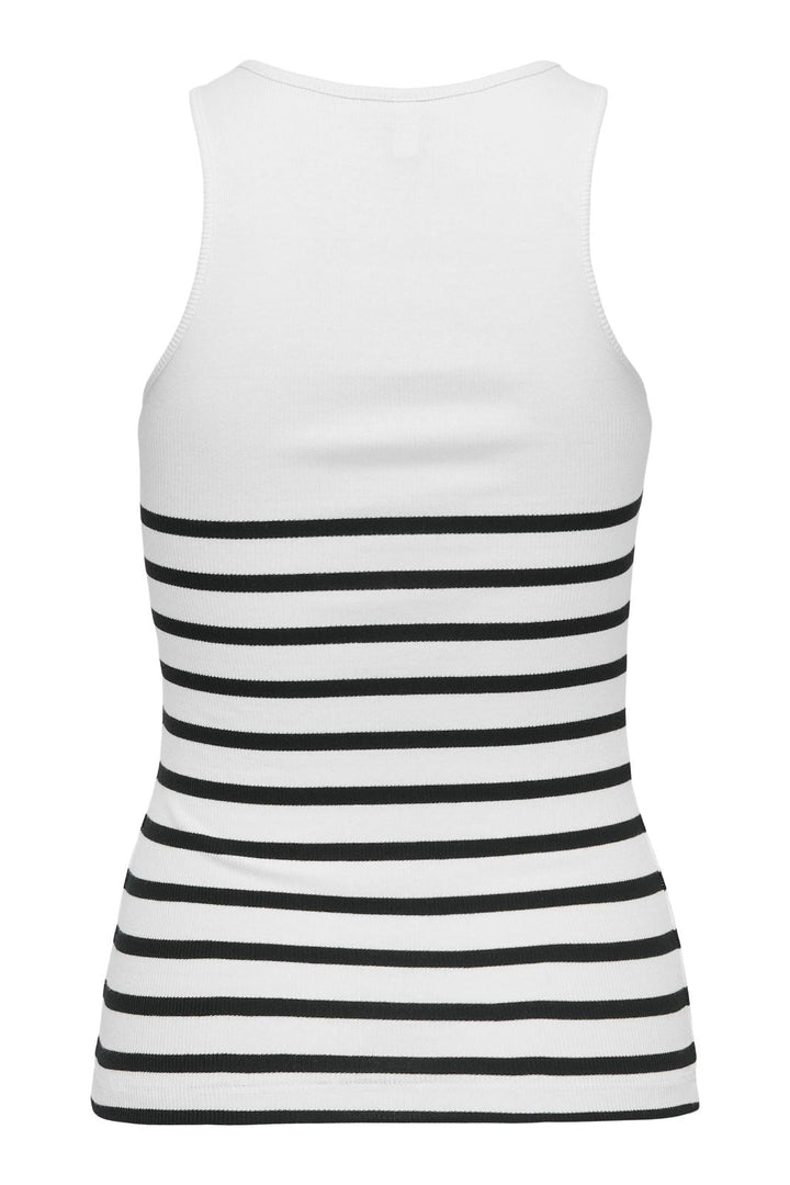 Only - Onlkenya Rib Stripe Tank Top - 4452882 Bright White Black Toppe