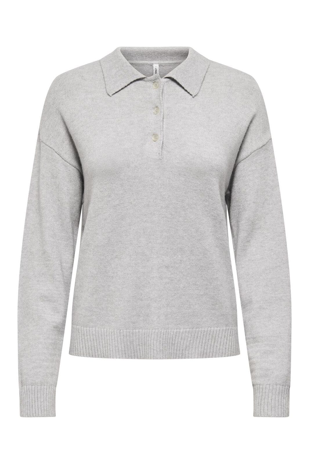 Only - Onllana Polo Ls Pullover Knt - 4845166 Light Grey Melange