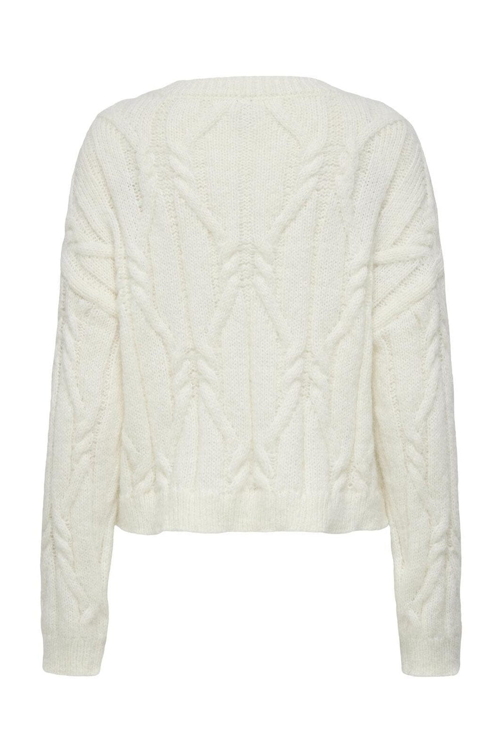 Only - Onllemina Life Ls Cable O-Neck Knt - 4944633 Cloud Dancer