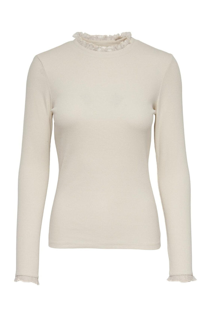 Only - Onlleslie L/S Lace Mix Top - 4071079 Birch