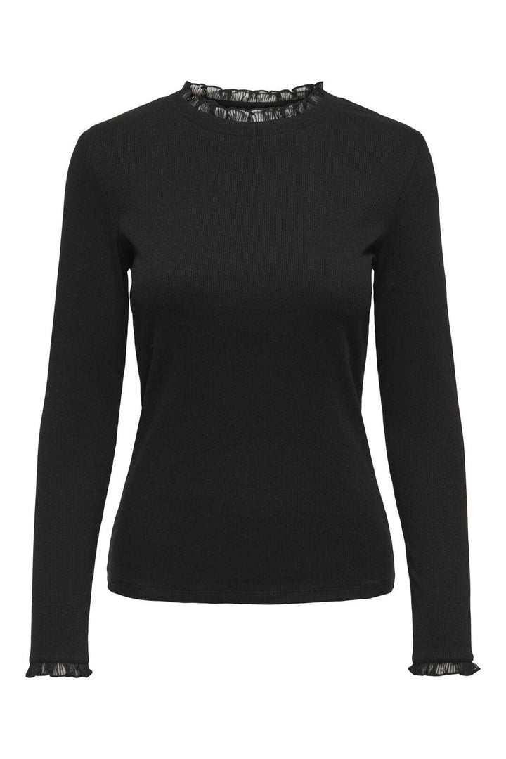 Only - Onlleslie L/S Lace Mix Top - 4141119 Black