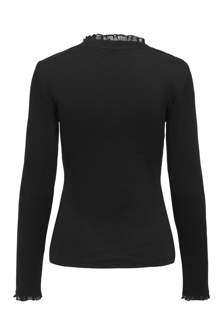 Only - Onlleslie L/S Lace Mix Top - 4141119 Black