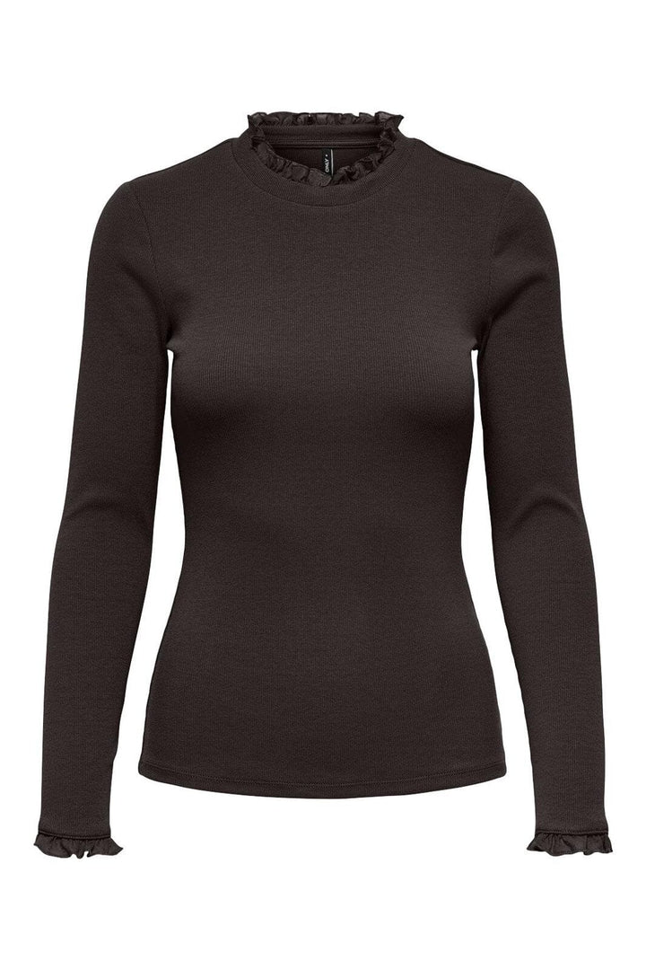 Only - Onlleslie L/S Lace Mix Top - 4892133 Chocolate Torte