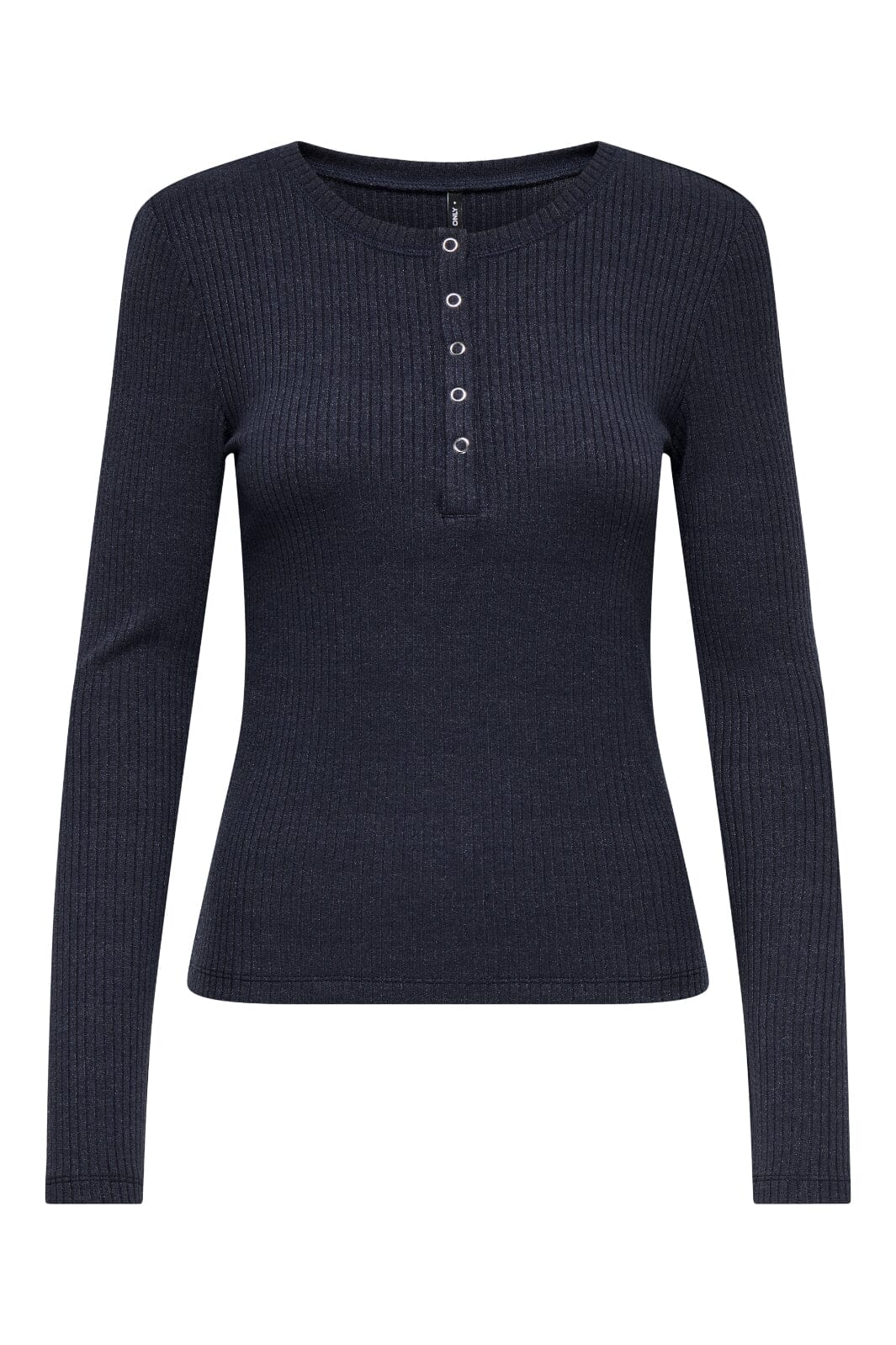 Only - Onllinea L/S O-Neck Button Top Cc - 4805065 Night Sky Melange