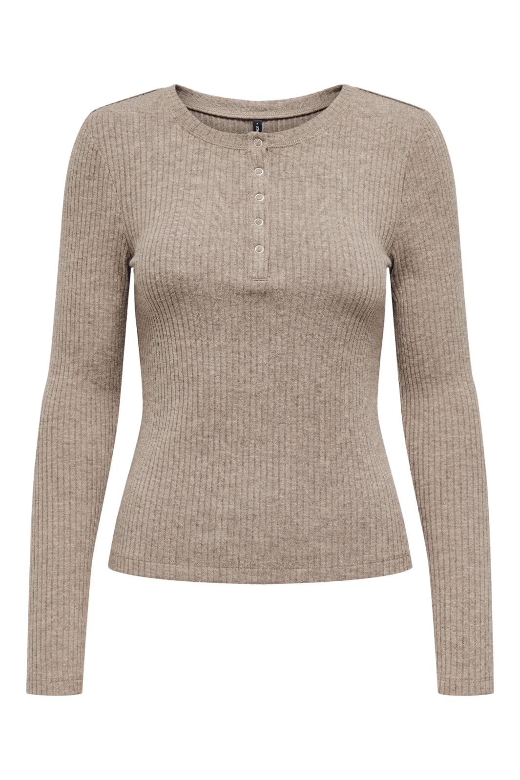 Only - Onllinea L/S O-Neck Button Top Cc - 4806160 Brown Lentil Melange