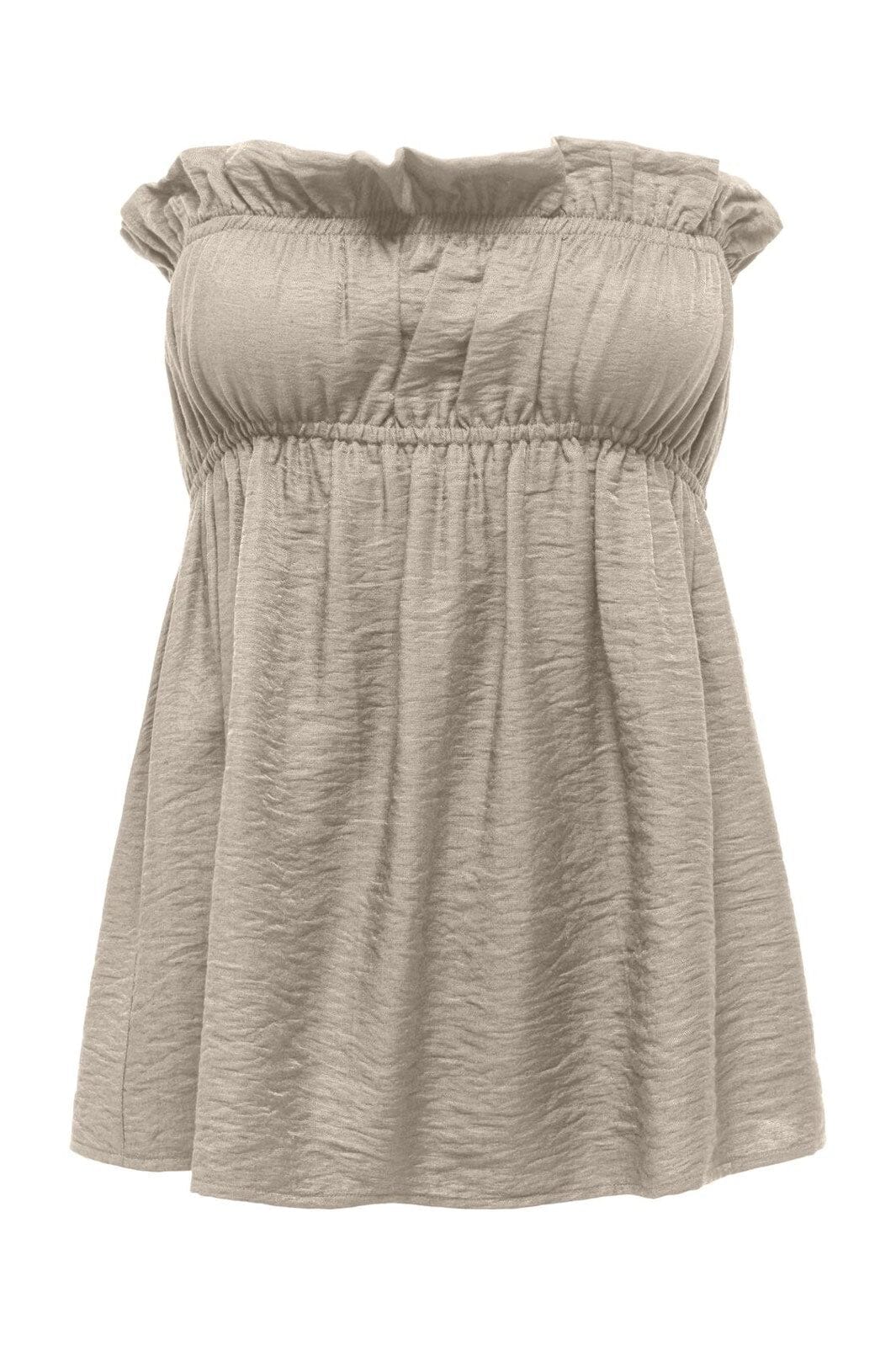 Only - Onllino Ruffle Bandeau Top Ox - 4938576 Oxford Tan
