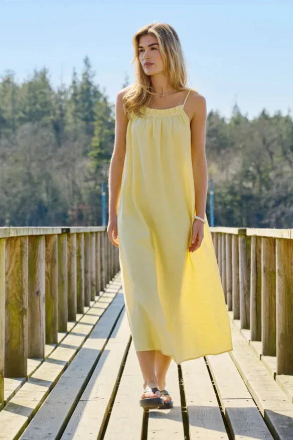 Only - Onllino S/L Long Ruffle Dress Ox - 4938578 Sunlight Kjoler