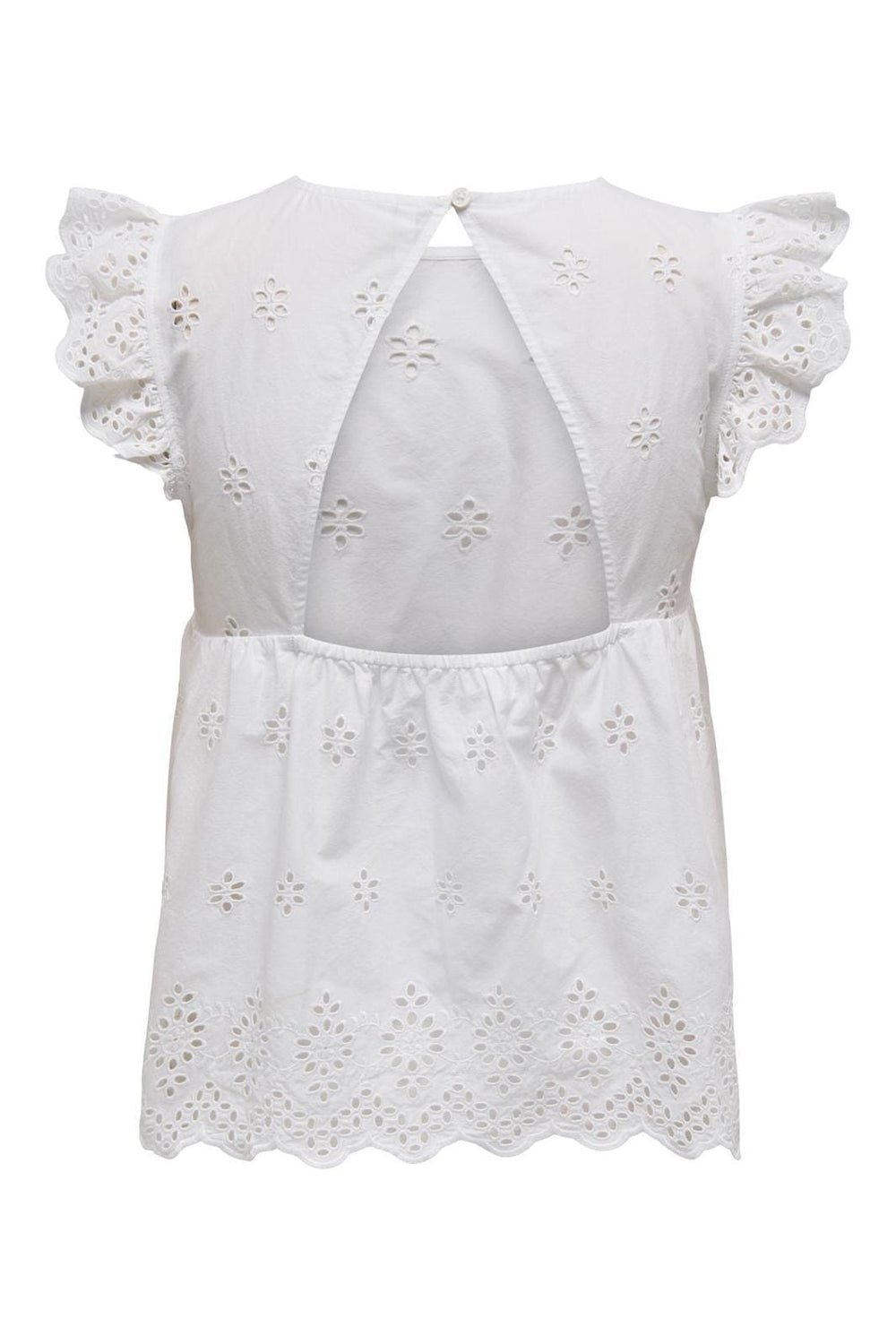 Only - Onllou Life Emb S/S Open Back Top - 4689283 Bright White