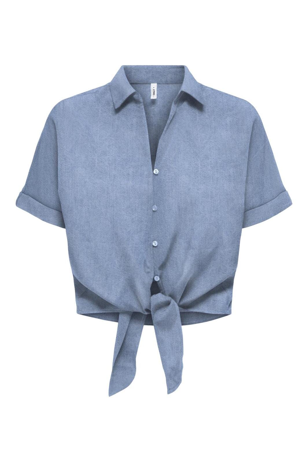 Only - Onlnova Azure S/S Knot Shirt - 4760330 Light Blue Denim