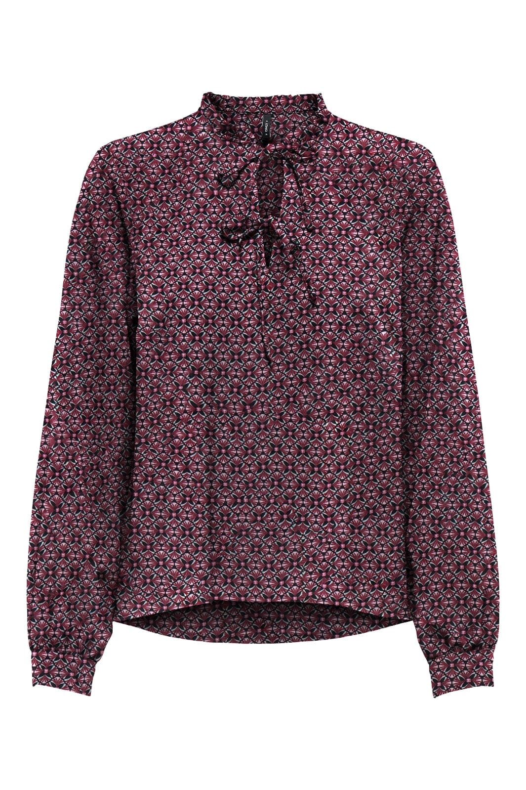 Only - Onlnova Life Vis L/S Monica Top - 4855005 Cabernet 705 Graphic Ivy Toppe