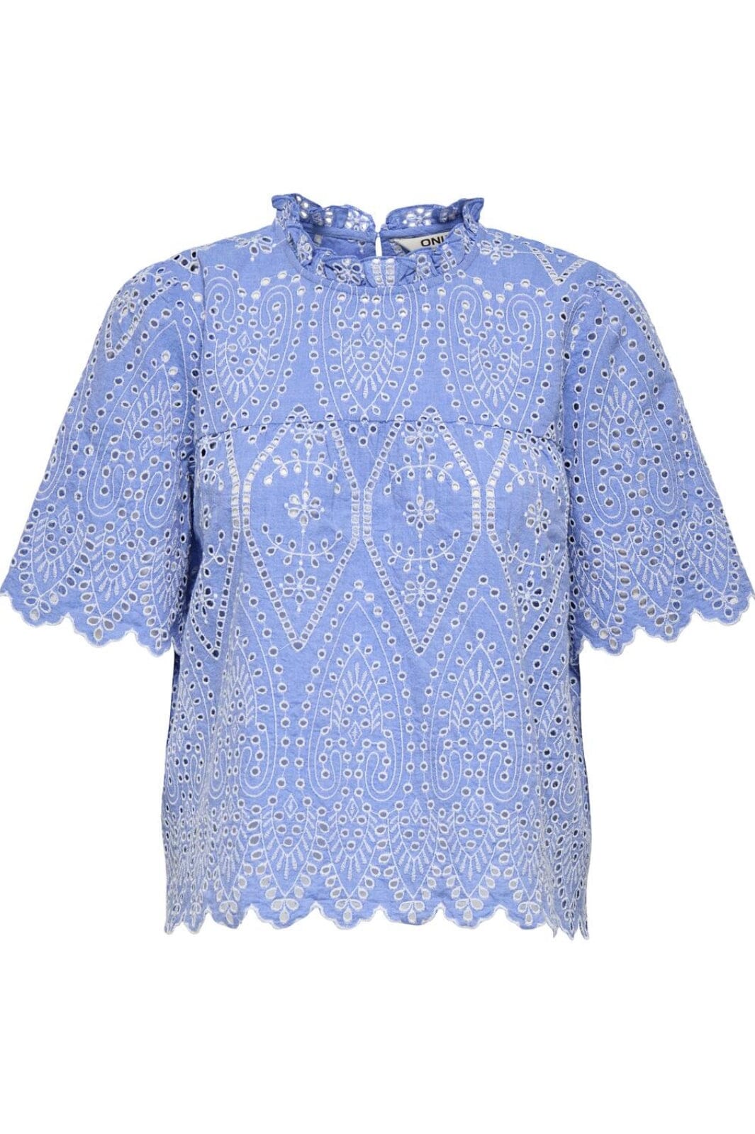 Only - Onlnyla Tulum Emb Ss Top - 4764237 Blue Bonnet Bright White Emb. Toppe