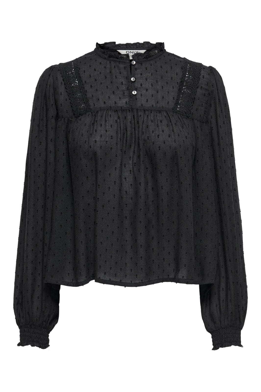 Only - Onlpelia Life Ls Dobby Top - 4861794 Black Toppe