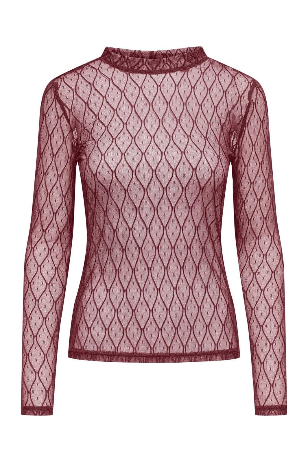 Only - Onlsalina L/S Lace Top - 4928592 Cabernet