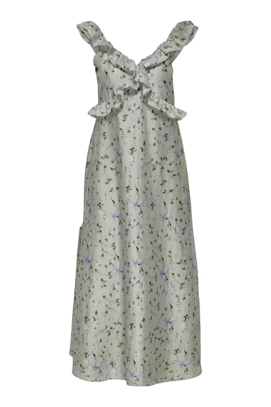Only - Onlshyla Frill Long Dress - 4800585 Mineral Gray W Serenity Big Sum Flowers